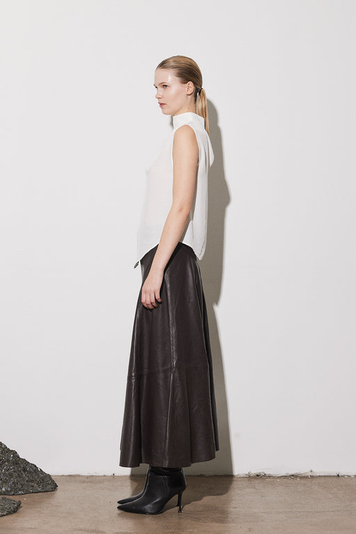 Envelope1976 Mika skirt - Leather Skirt Aubergine