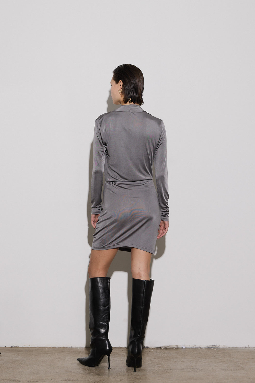 Envelope1976 Opening dress short - Viscose & Silk Dress Grey